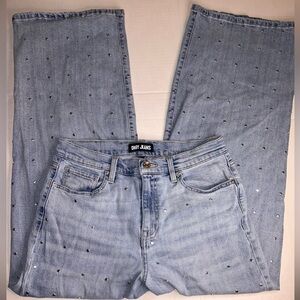 DKNY Women’s High Waisted Wide Leg Studded Jeans